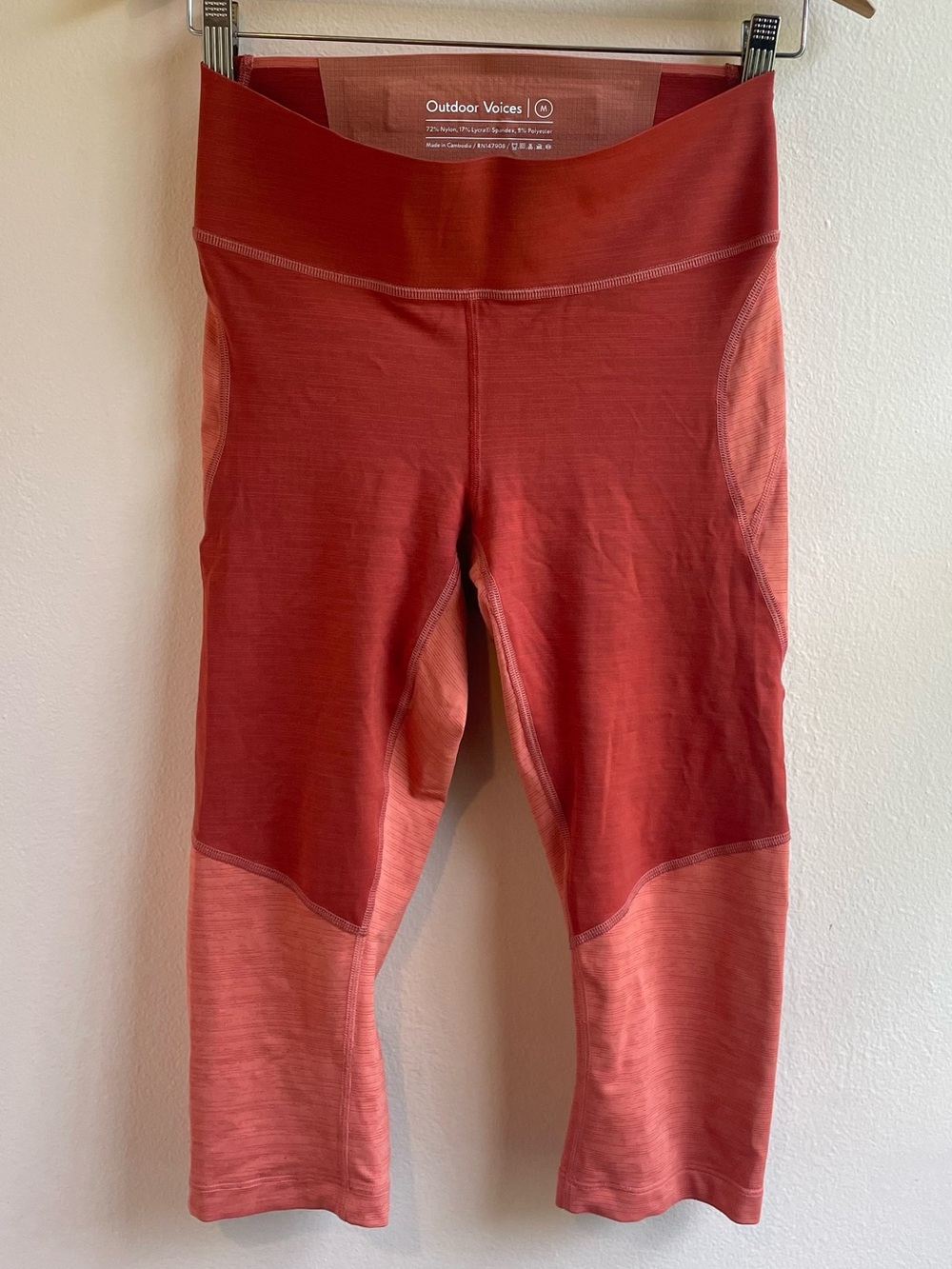 Outdoor Voices 7/8 Leggings Rust Coral Mesh Panel Size M